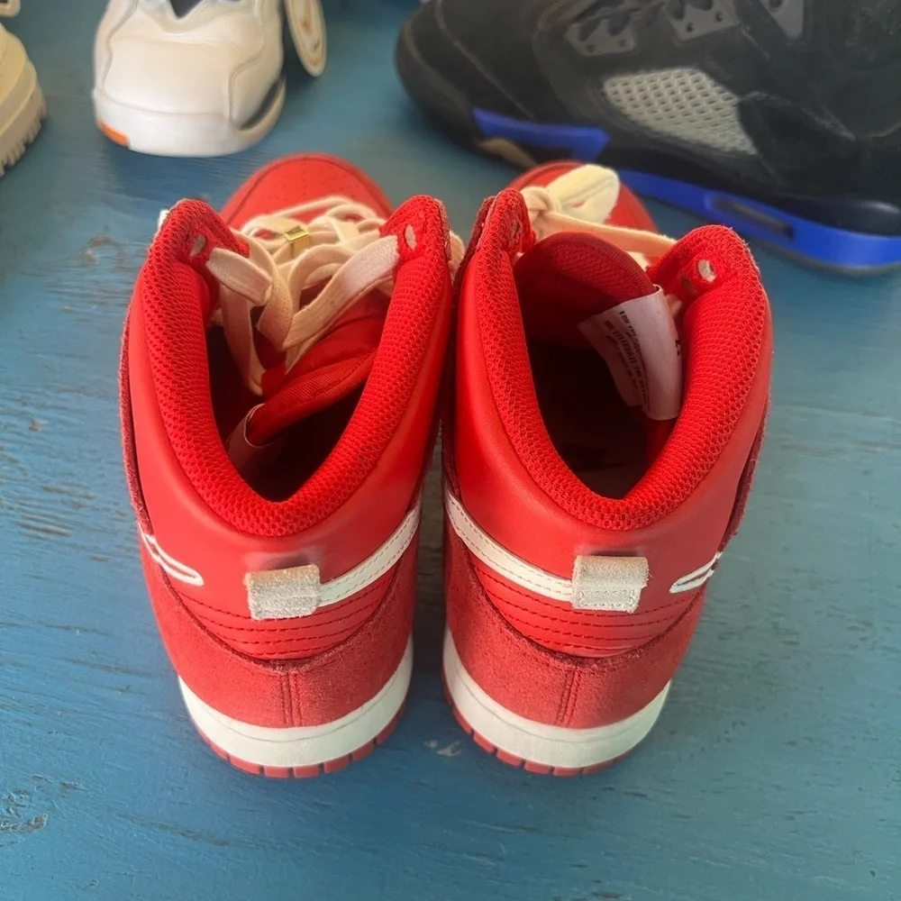 Nike Kids Red and White High-Top Sneakers Nike Dunk High